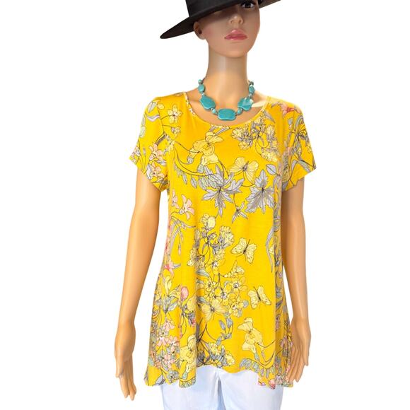 Cable & Gauge High Low Flowy Floral Tunic Top, Women's Size L - Picture 1 of 7